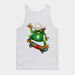 Frog Peace sign tie dye Kawaii Froggy Skateboarding Cute Frog Texas cowboy hat Funny toad toads amphibian tadpole Green Red eyed tree frogs rain forest Lizard dragon zoology gift frog Tank Top